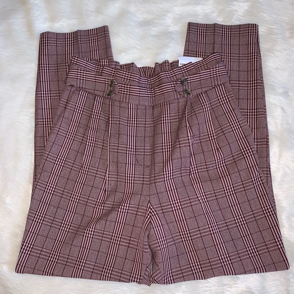 NWT {EXPRESS} High Waist Plaid Pull-On Ankle Pants - Picture 5 of 13